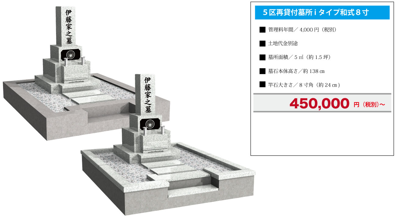 ５区再貸付墓所i タイプ和式８寸